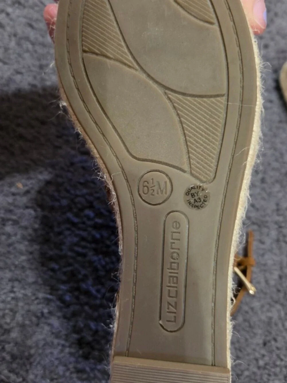Liz Claiborne Tan Laser-Cut Espadrille Wedge Sandals